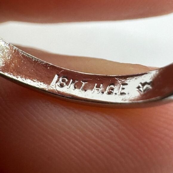 18K White Gold Plated Mother of Pearl Ring size 9 Antique Style - Picture 5 of 8